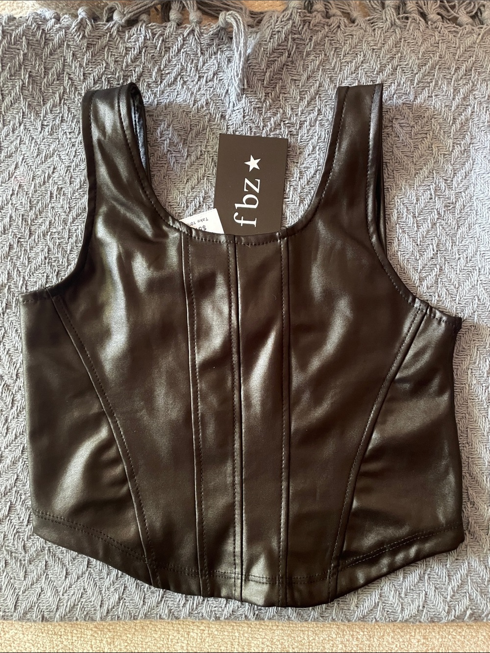 Black Faux Leather Tank Corset for Kids Medium Dance Top NWT Flowers by Zoe